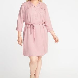 Old Navy Tie-Belt Utility Shirt Dress in Pink Size XL